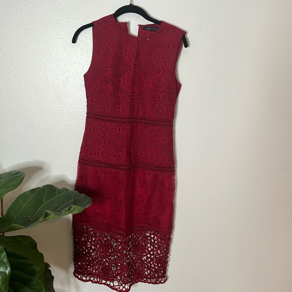 Zara guipure Red Dress
